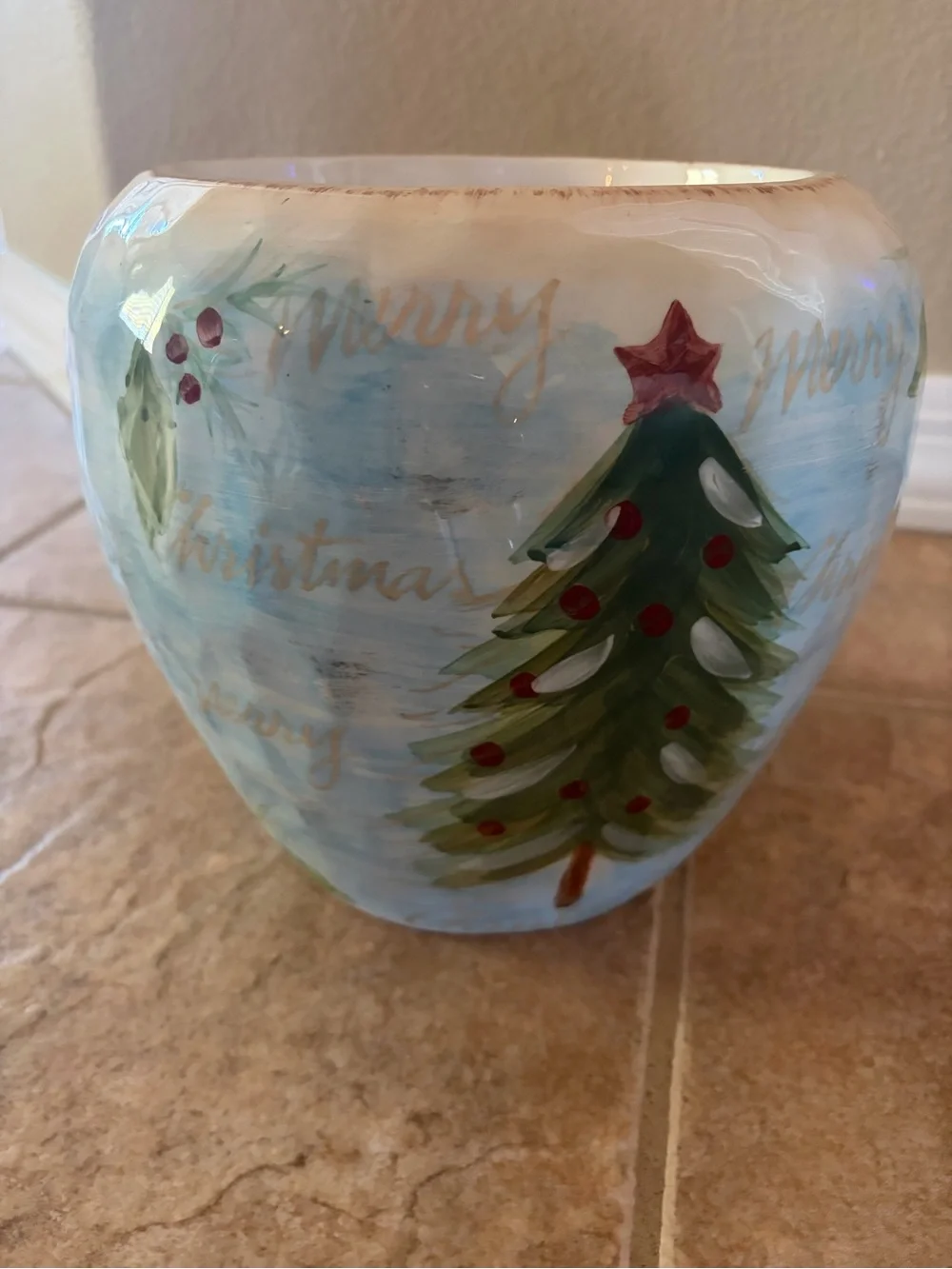 Christmas Holiday Snowman Ceramic Cookie Jar and Candy Bowl Set - LIKE NEW